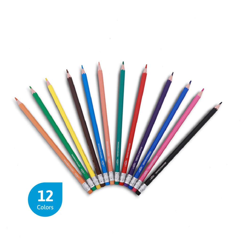 COLORED PENCILS, ERASABLE , SET OF 12 COLORS