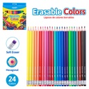 COLORED PENCILS, ERASABLE , SET OF 24 COLORS