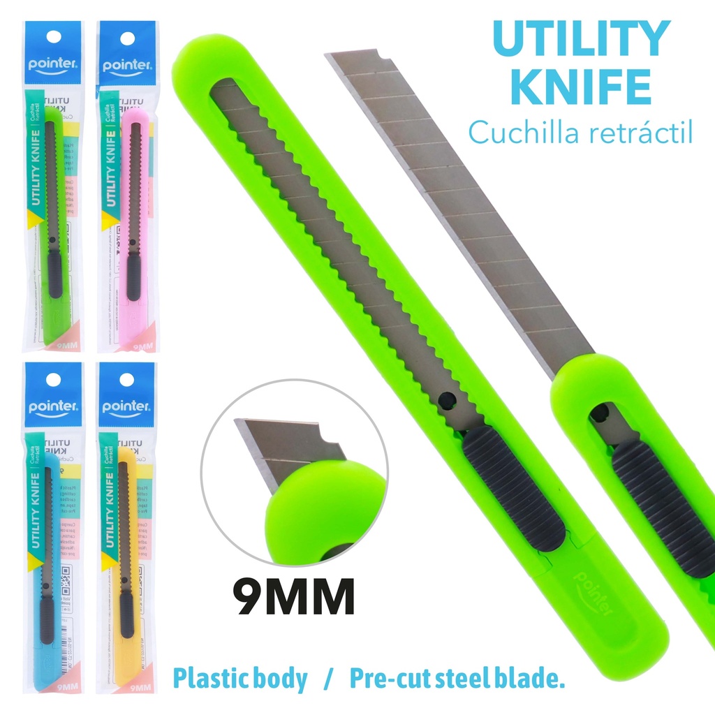 UTILITY KNIFE, PASTEL BODY, 9MM, 1 PIECE