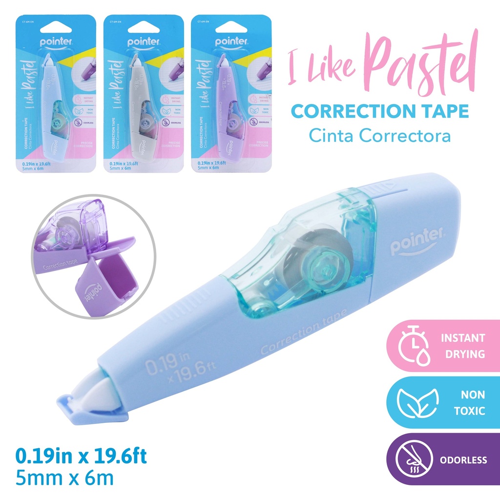 CORRECTION TAPE, PASTEL COLORS, 5X6MM, 1 PIECE