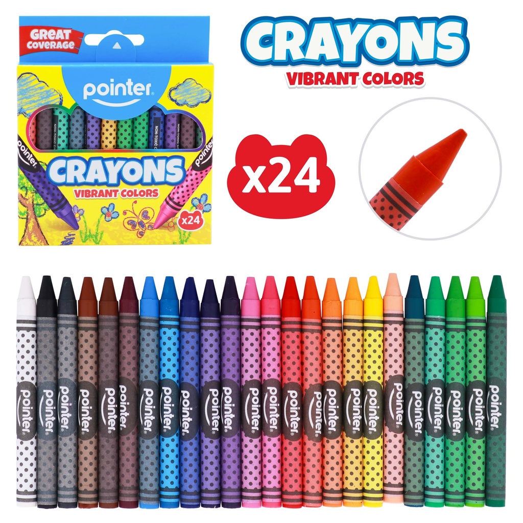CRAYONS, ROUND, SET OF 24 COLORS