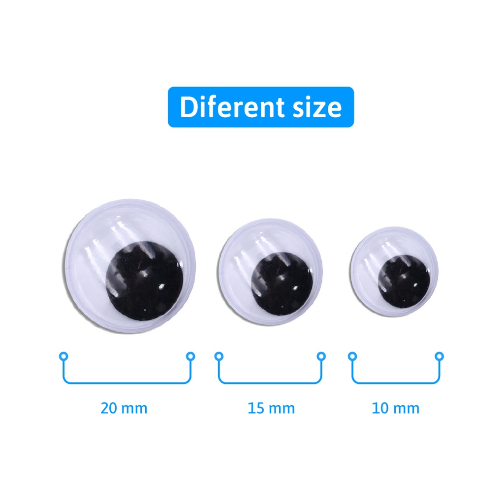 GOOGLY EYES WIGGLY, BLACK AND WHITE, ASSORTED SIZES, SET OF 150 PIECES 