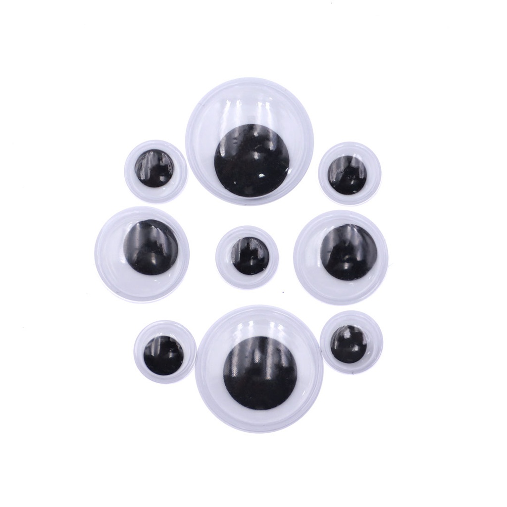 GOOGLY EYES WIGGLY, BLACK AND WHITE, ASSORTED SIZES, SET OF 150 PIECES 
