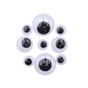 GOOGLY EYES WIGGLY, BLACK AND WHITE, ASSORTED SIZES, SET OF 150 PIECES 
