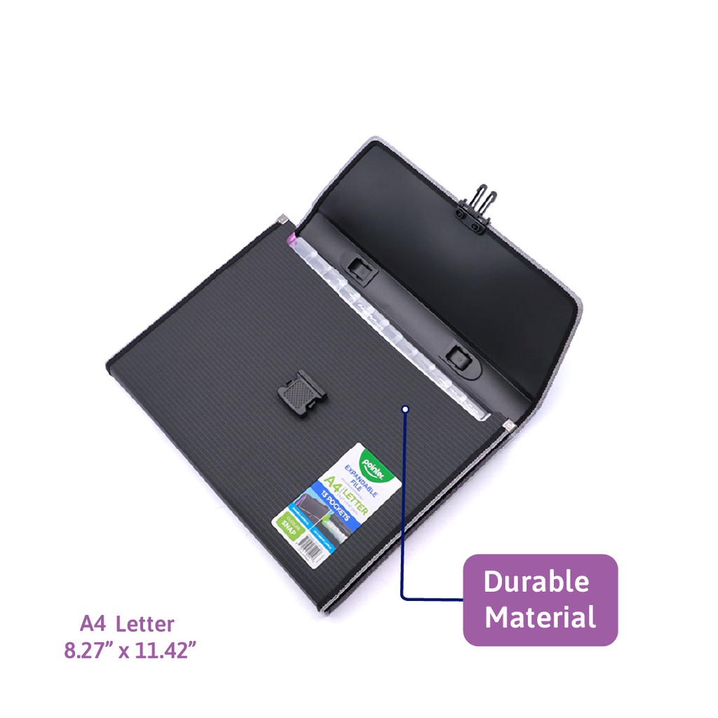 EXPANDING ORGANIZER FILE FOLDER A4, 13 POCKETS WITH BUCKLE CLOSURE AND HANDLE, 1 PIECE