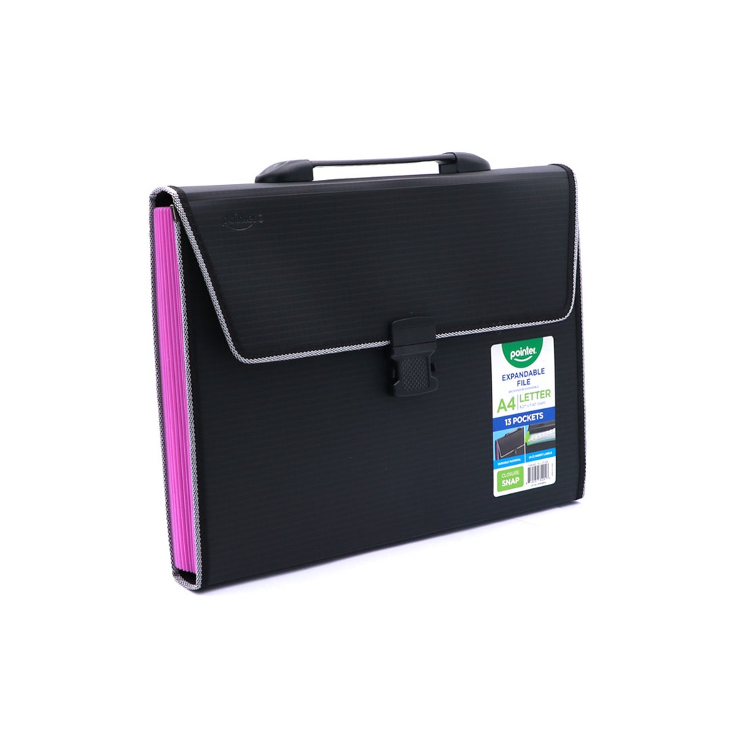EXPANDING ORGANIZER FILE FOLDER A4, 13 POCKETS WITH BUCKLE CLOSURE AND HANDLE, 1 PIECE