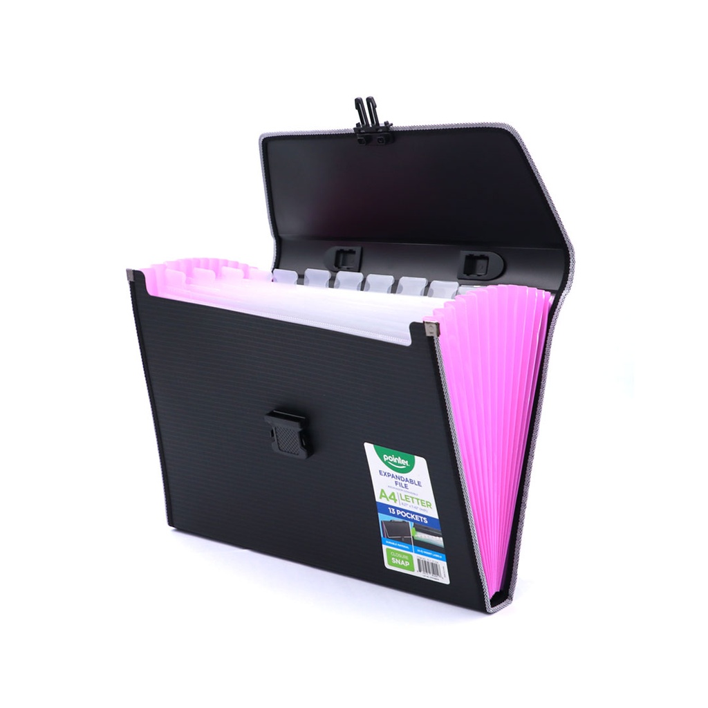 EXPANDING ORGANIZER FILE FOLDER A4, 13 POCKETS WITH BUCKLE CLOSURE AND HANDLE, 1 PIECE