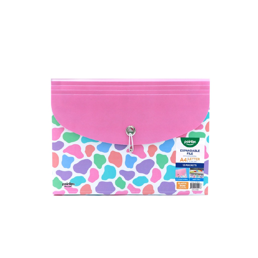 EXPANDING ORGANIZER FILE FOLDER A4, 13 POCKETS WITH DECORATIVE LOWER COVER AND ELASTIC BAND CLOSURE, 1 PIECE