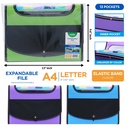 EXPANDING ORGANIZER FILE FOLDER A4, 13 POCKETS WITH CLEAR VIEW TOP AND ELASTIC BAND CLOSURE, 1 PIECE