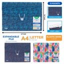 EXPANDING ORGANIZER FILE FOLDER A4, 13 POCKETS WITH DECORATIVE UPPER/LOWER COVER AND ELASTIC BAND CLOSURE, 1 PIECE