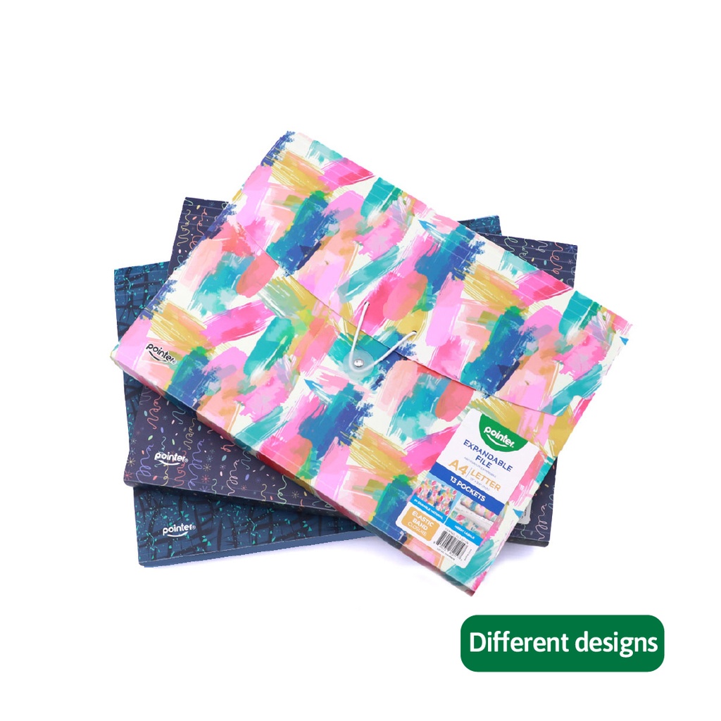 EXPANDING ORGANIZER FILE FOLDER A4, 13 POCKETS WITH DECORATIVE UPPER/LOWER COVER AND ELASTIC BAND CLOSURE, 1 PIECE