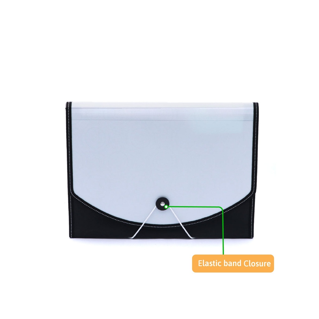 EXPANDING ORGANIZER FILE FOLDER A4, 13 POCKETS WITH DECORATIVE UPPER COVER AND ELASTIC BAND CLOSURE, 1 PIECE