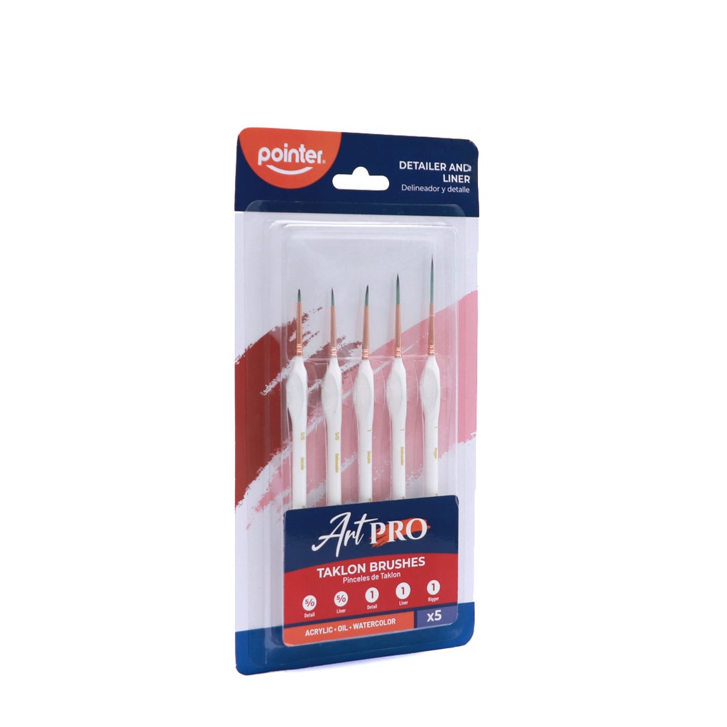 PAINTBRUSHES, TAKLON BRISTLE , DETAILING AND LINING , SET OF 5 PIECES