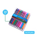 PENS, INTENSE COLOR, GEL INK, RETRACTABLE, 0.7 MM, SET OF 10 COLORS
