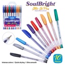 PENS, SOULBRIGHT, GLITTER GEL, BALLPOINT, SET OF 10 COLORS PIECES