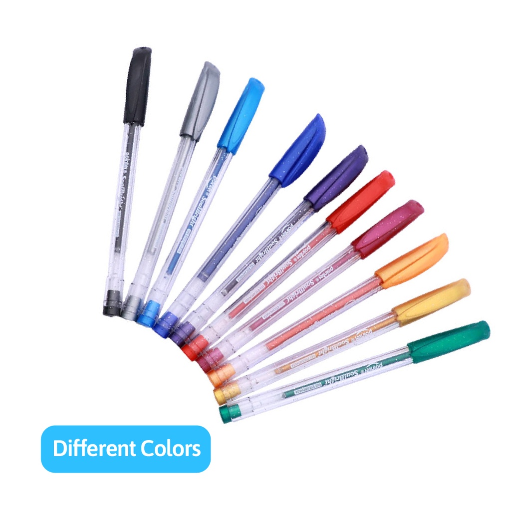 PENS, SOULBRIGHT, GLITTER GEL, BALLPOINT, SET OF 10 COLORS PIECES