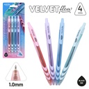 PENS, VELVET FLOW , HYBRID, RETRACTABLE, BLACK COLOR, 1.0 MM, TRIANGULAR BODY, SET OF 4 PIECES