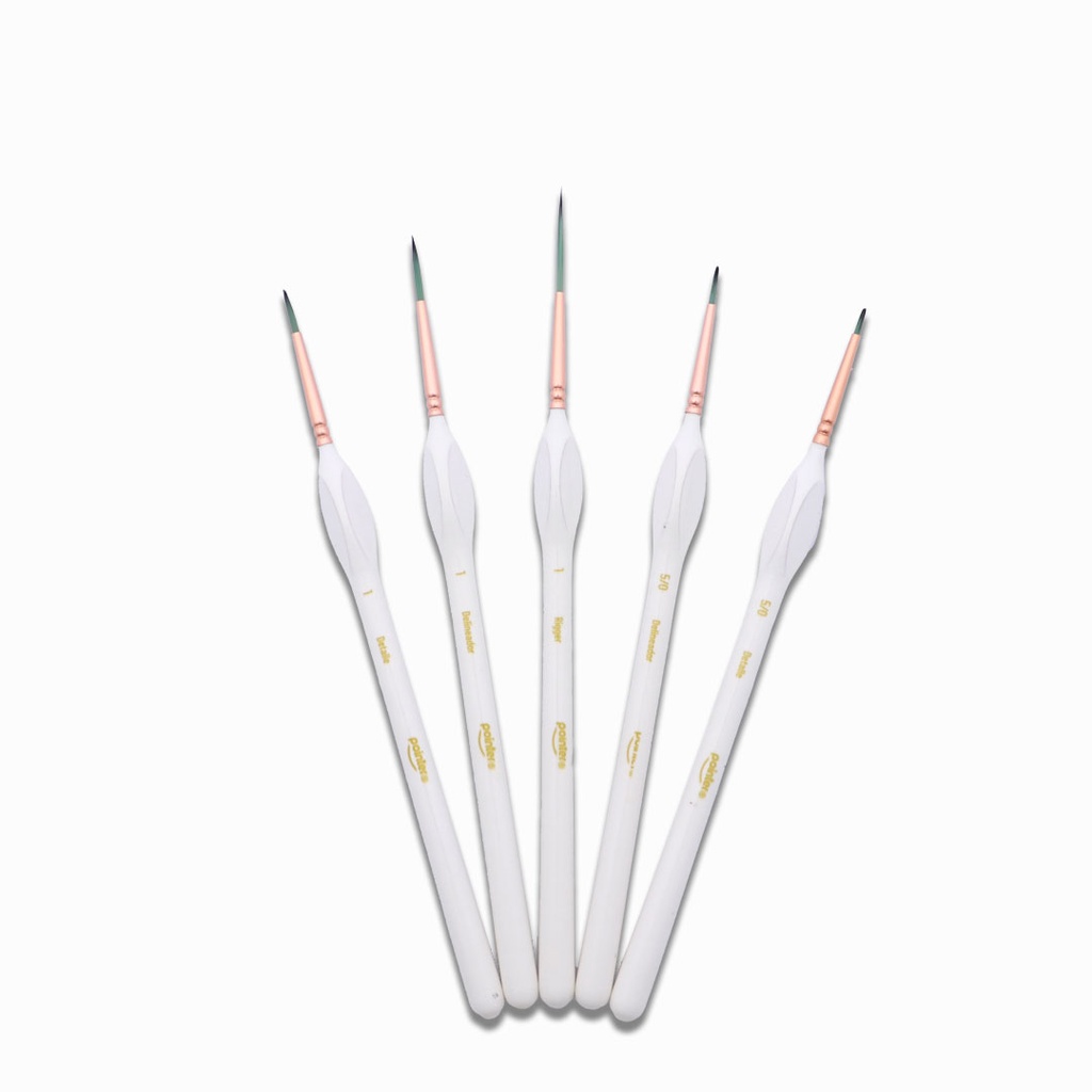 PAINTBRUSHES, TAKLON BRISTLE , DETAILING AND LINING , SET OF 5 PIECES