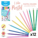 COLORED PENCILS, PASTEL , HEXAGONAL, SET OF 12 COLORS