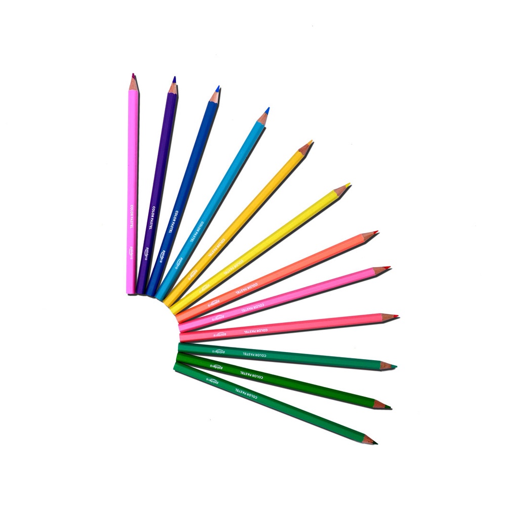COLORED PENCILS, PASTEL , HEXAGONAL, SET OF 12 COLORS