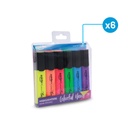 HIGHLIGHTERS, NEON, FLAT BODY, CHISEL TIP, SET OF 6 COLORS