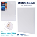 CANVAS, STRETCHED, 12X16", 100% COTTON, 380 G/M²,  1 PIECE