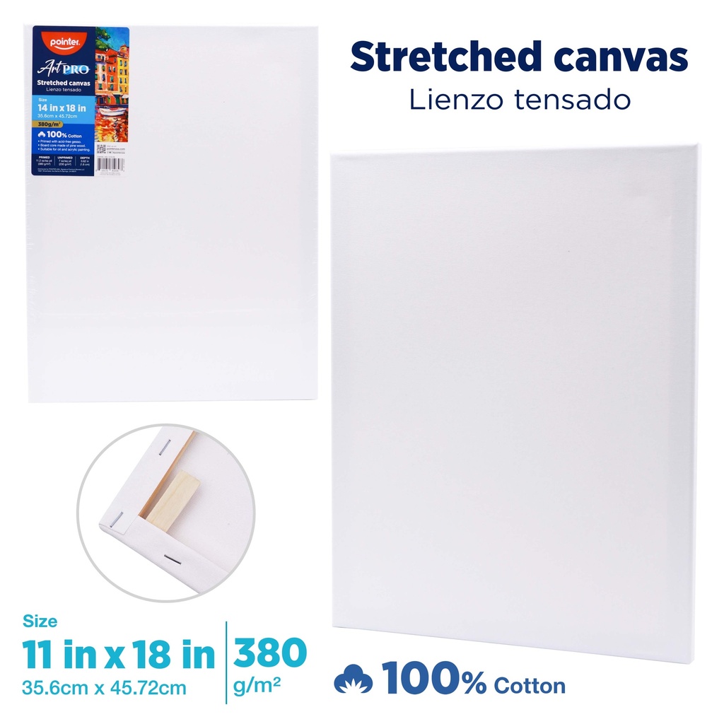 CANVAS, STRETCHED, 14X 18", 100% COTTON 380 G/M², 1 PIECE