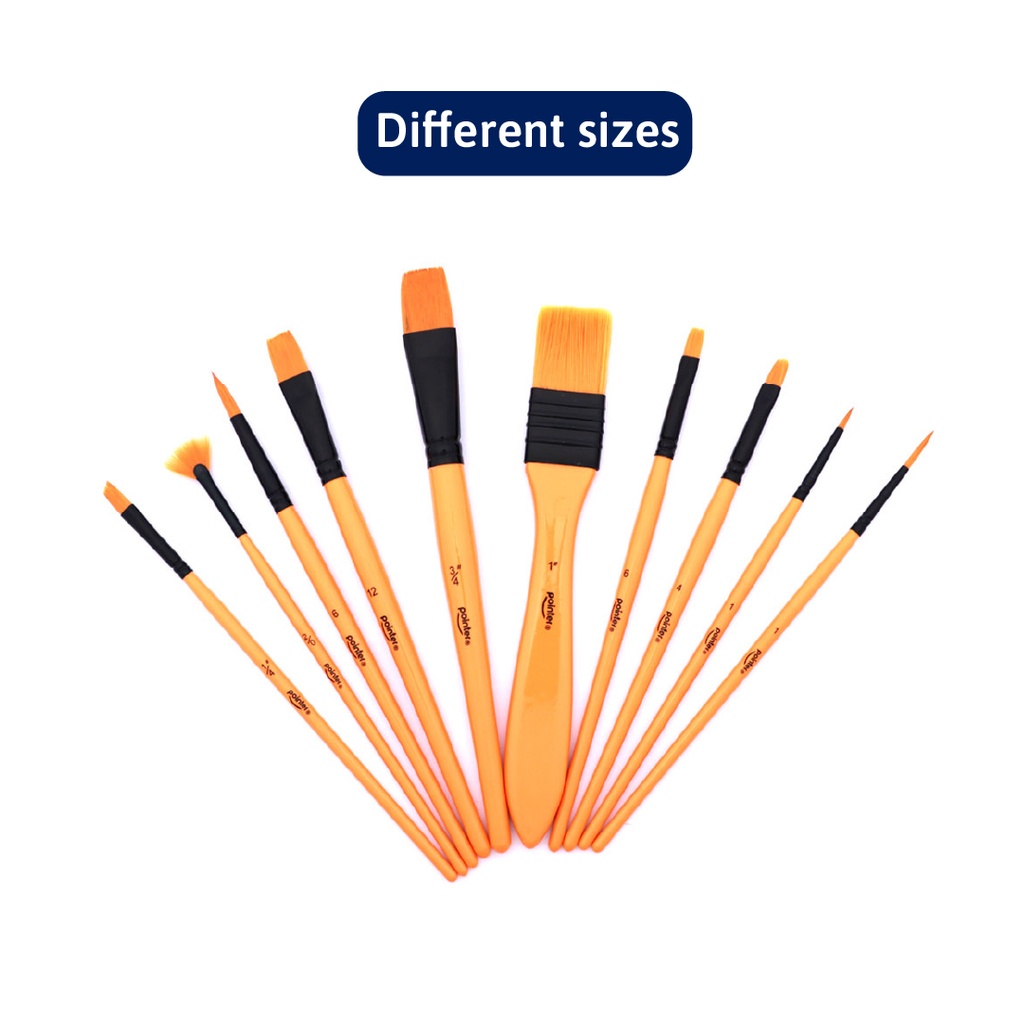PAINTBRUSHES, TAKLON BRISTLE ACRYLIC, WITH ZIP CASE , SET OF 10 PIECES