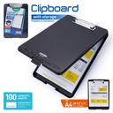 CLIPBOARD, A4 LETTER SIZE, WITH STORAGE, BLACK, 100 SHEET CAPACITY, 1 PIECE