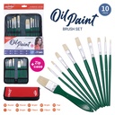PAINTBRUSHES, NATURAL BRISTLE, OIL , WITH ZIP CASE , SET OF 10 PIECES