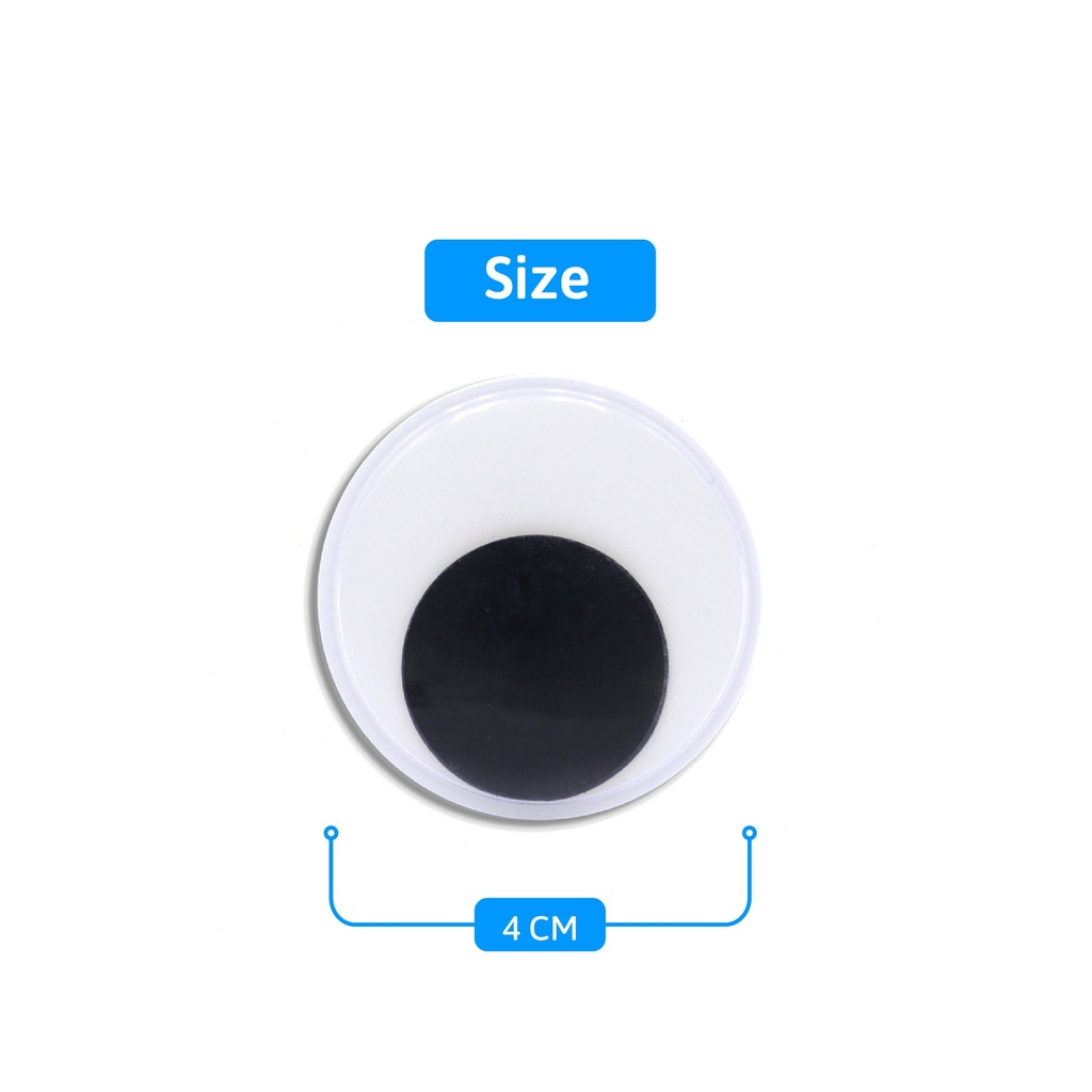 GOOGLY EYES WIGGLY, BLACK AND WHITE, JUMBO,  SET OF 6 PIECES