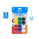 ROUND COLORED MAGNETS,1.2", MEDIUM, SET OF 12 PIECES