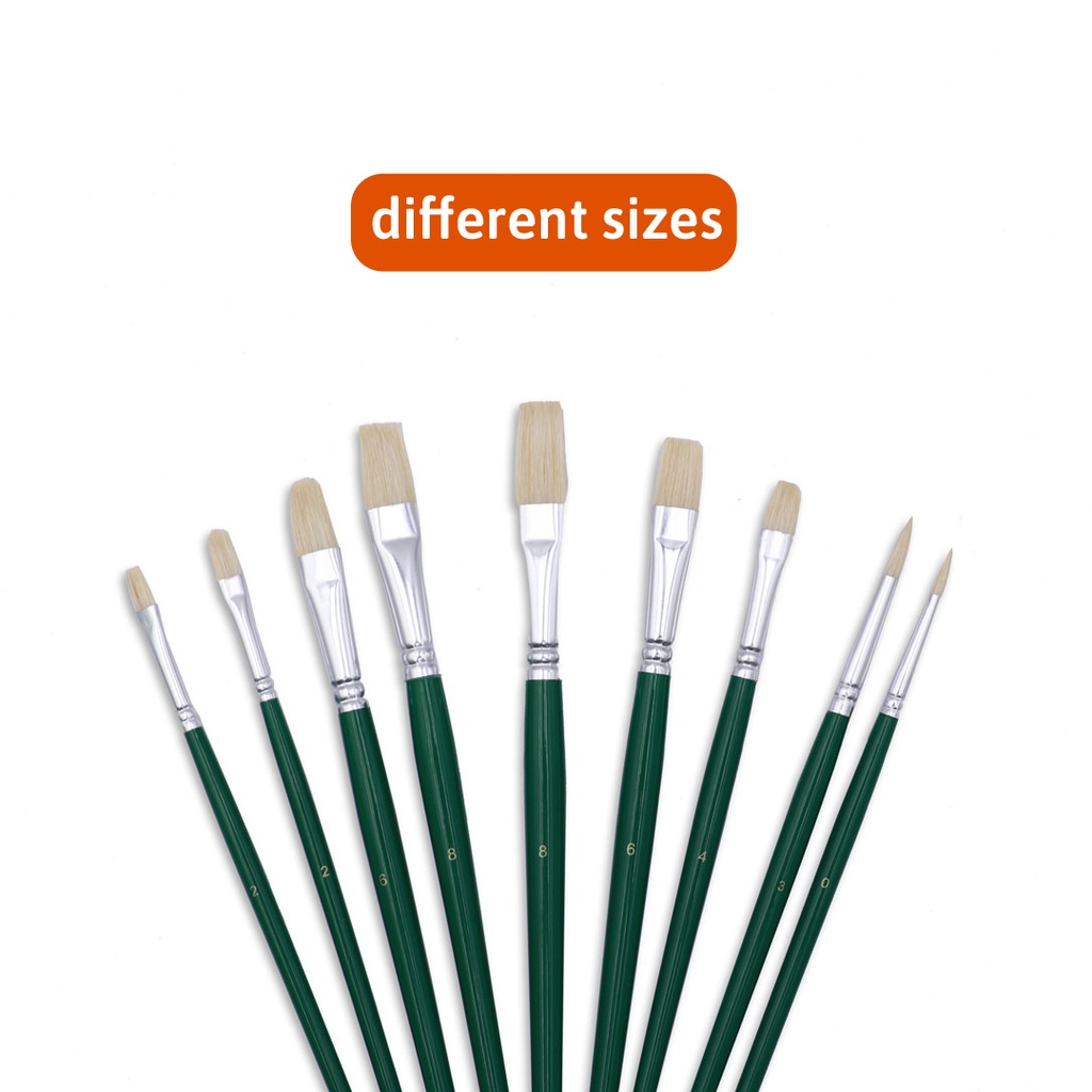 PAINTBRUSHES, NATURAL BRISTLE, OIL , WITH ZIP CASE , SET OF 10 PIECES