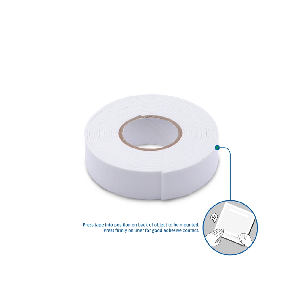 DOUBLE-SIDED FOAM TAPE WHITE 0.75"X7.5FT, 1 ROLL