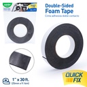 DOUBLE-SIDED FOAM TAPE, BLACK, 1" X 33FT, 1 ROLL