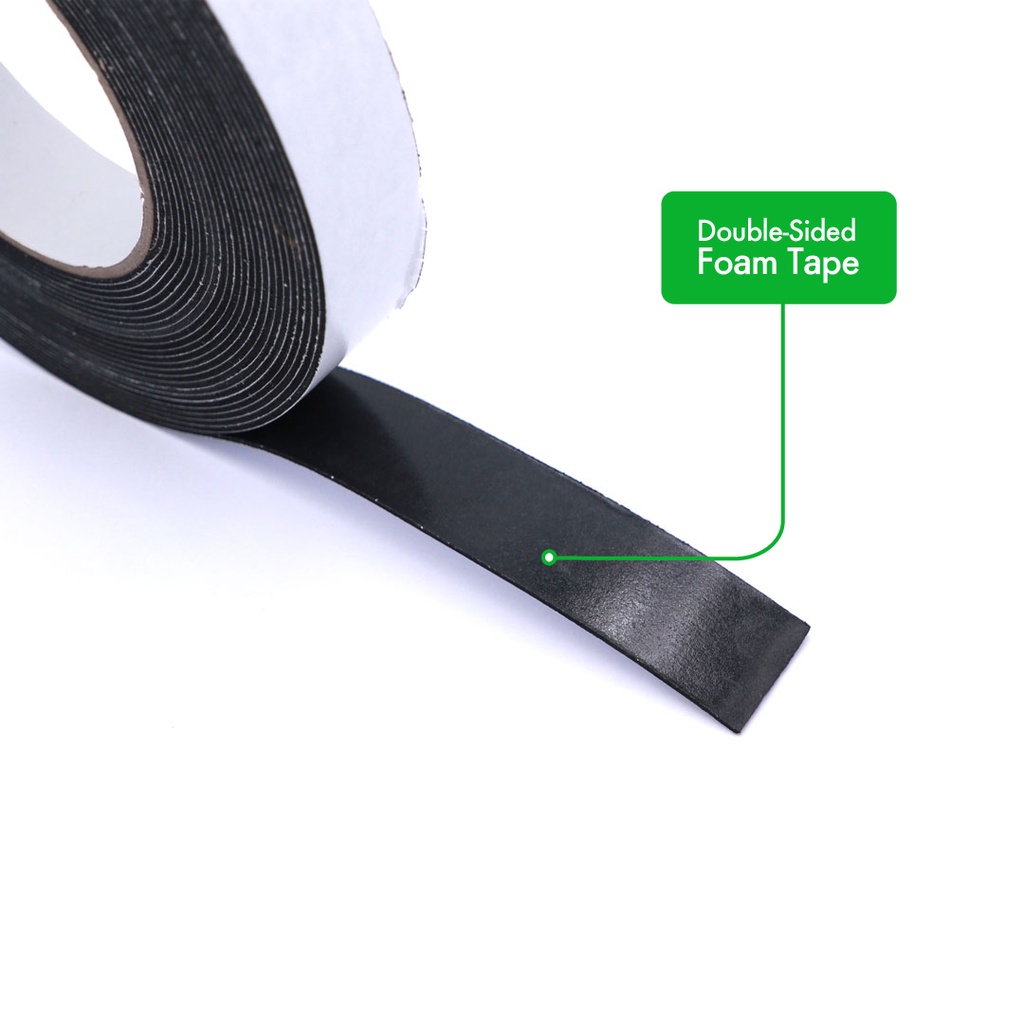 DOUBLE-SIDED FOAM TAPE, BLACK, 1" X 33FT, 1 ROLL