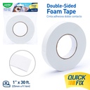 DOUBLE-SIDED FOAM TAPE WHITE 1"X33FT, 1 ROLL
