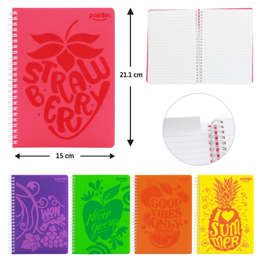 NOTEBOOK, A5 SPIRAL LINED WITH FRUIT-SCENTED PAGES, 80 SHEETS