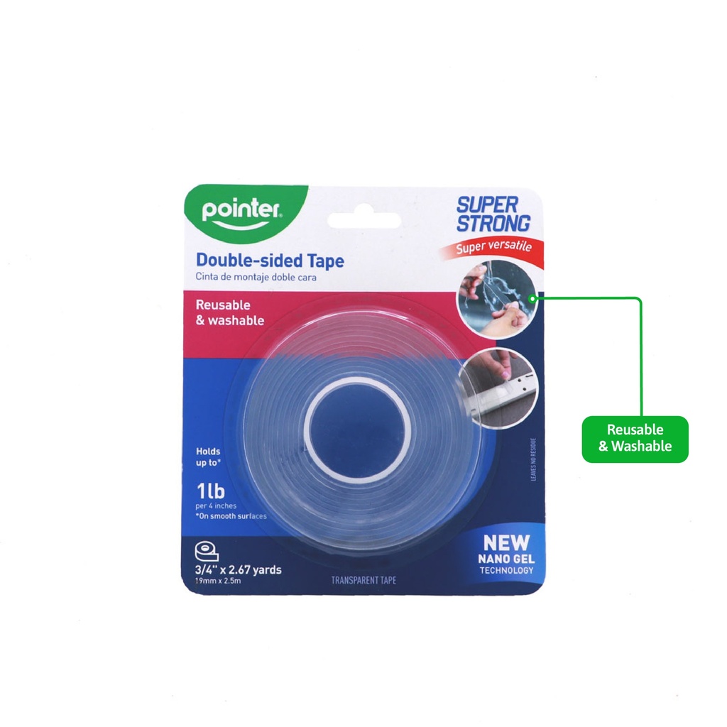 DOUBLE-SIDED GEL TAPE 0.75"X8FT, 1 ROLL