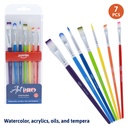 PAINTBRUSHES, SYNTHETIC BRISTLE , COLORFUL , SET OF 7 PIECES