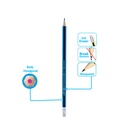 GRAPHITE PENCILS, COLORFUL STRIPS, HEXAGONAL BODY, HB #2, Box of 12 SETS