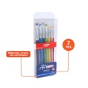PAINTBRUSHES, SYNTHETIC BRISTLE , COLORFUL , SET OF 7 PIECES