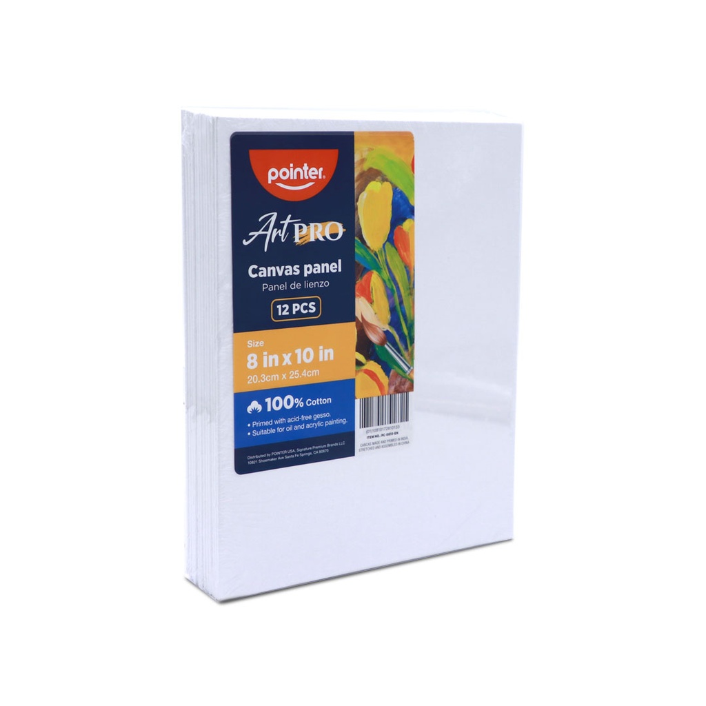 CANVAS PANEL, 8X10", 100% COTTON, PACK OF  12 PIECES