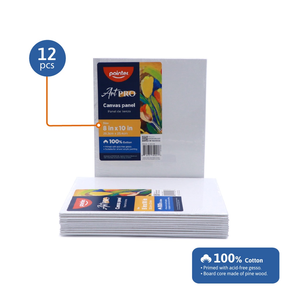 CANVAS PANEL, 8X10", 100% COTTON, PACK OF  12 PIECES