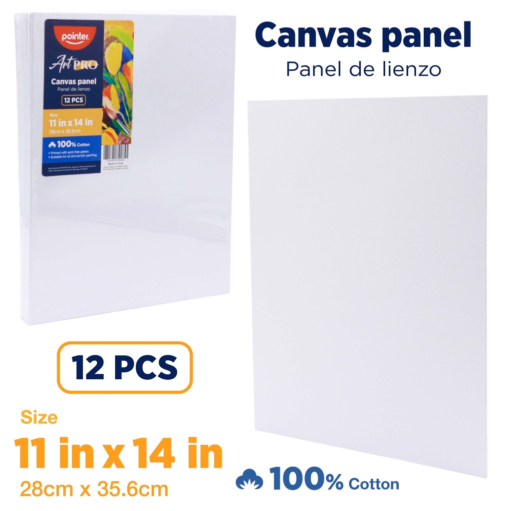 CANVAS PANEL, 11X14", 100% COTTON, PACK OF 12 PIECES