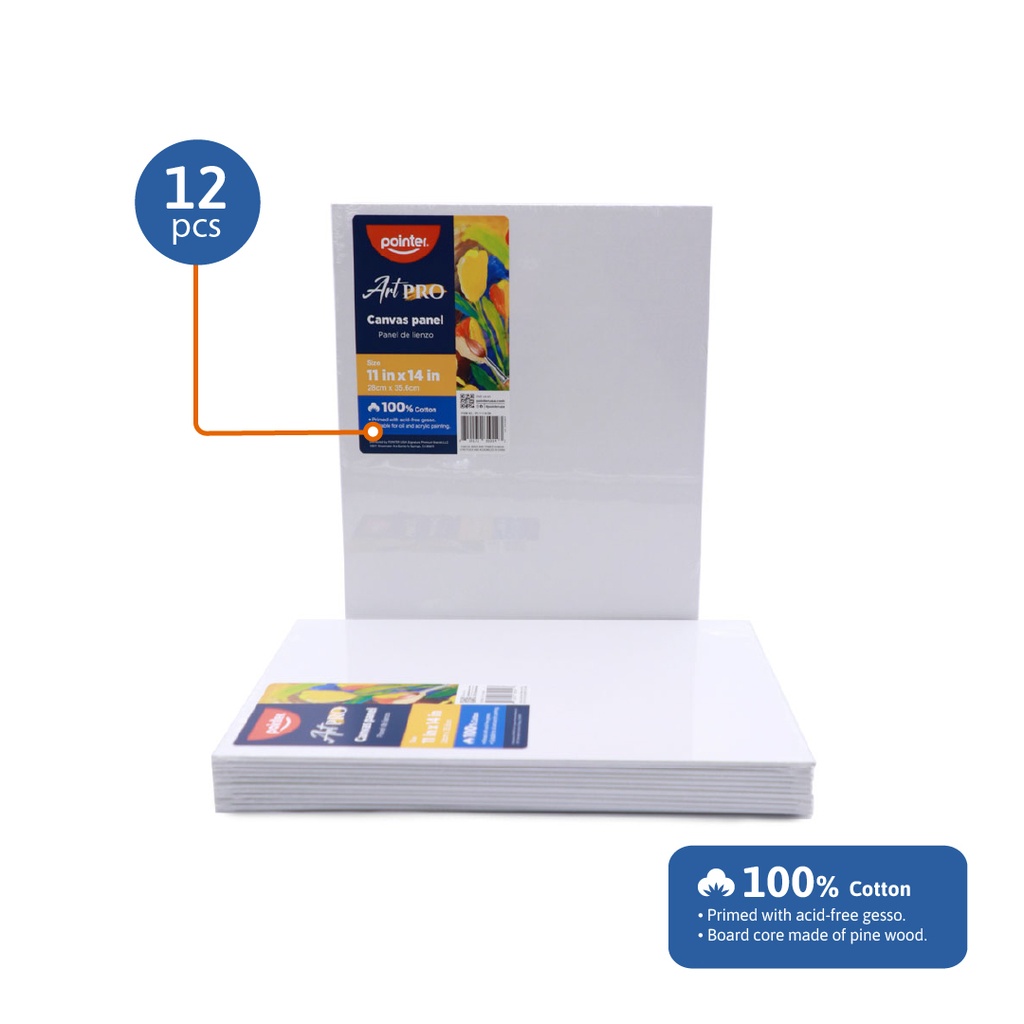 CANVAS PANEL, 11X14", 100% COTTON, PACK OF 12 PIECES