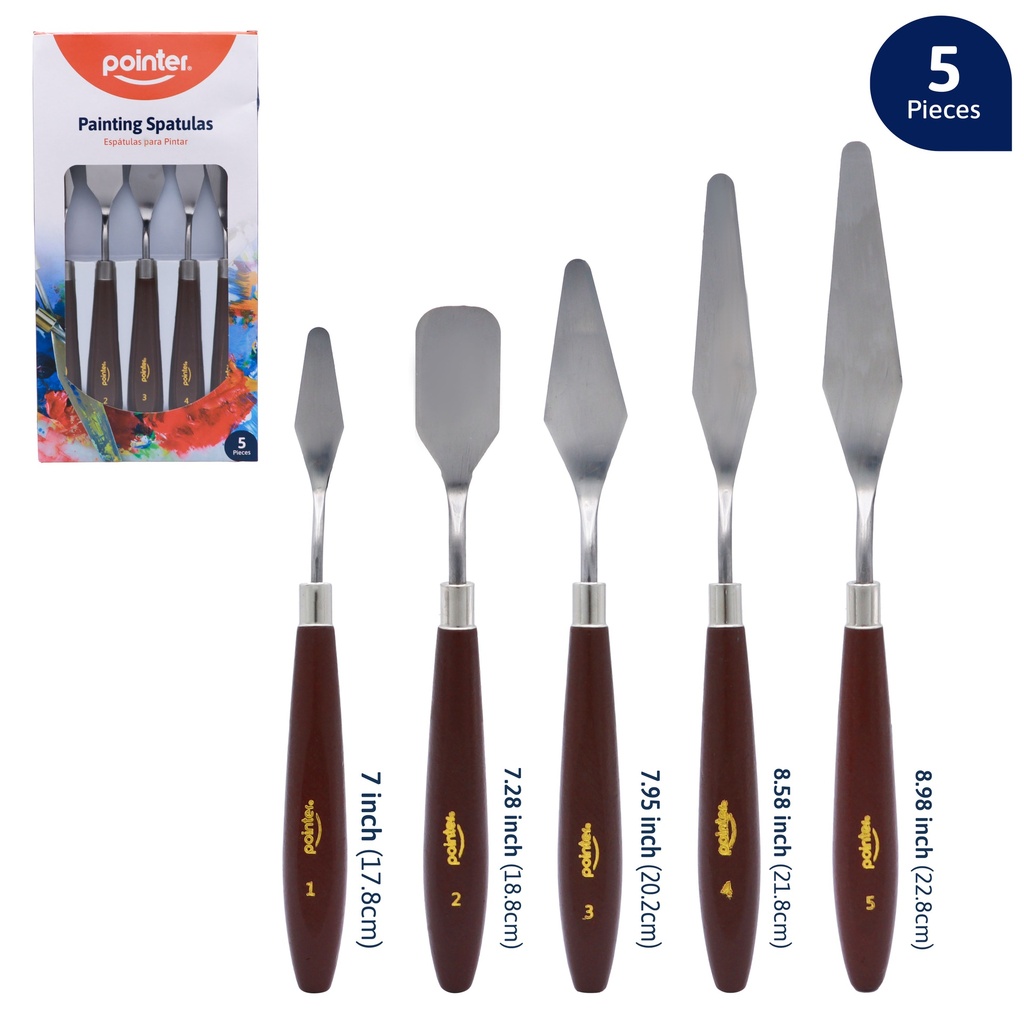 PALETTE KNIFE SET OF WOODEN HANDLES - SET OF 5 PIECES 