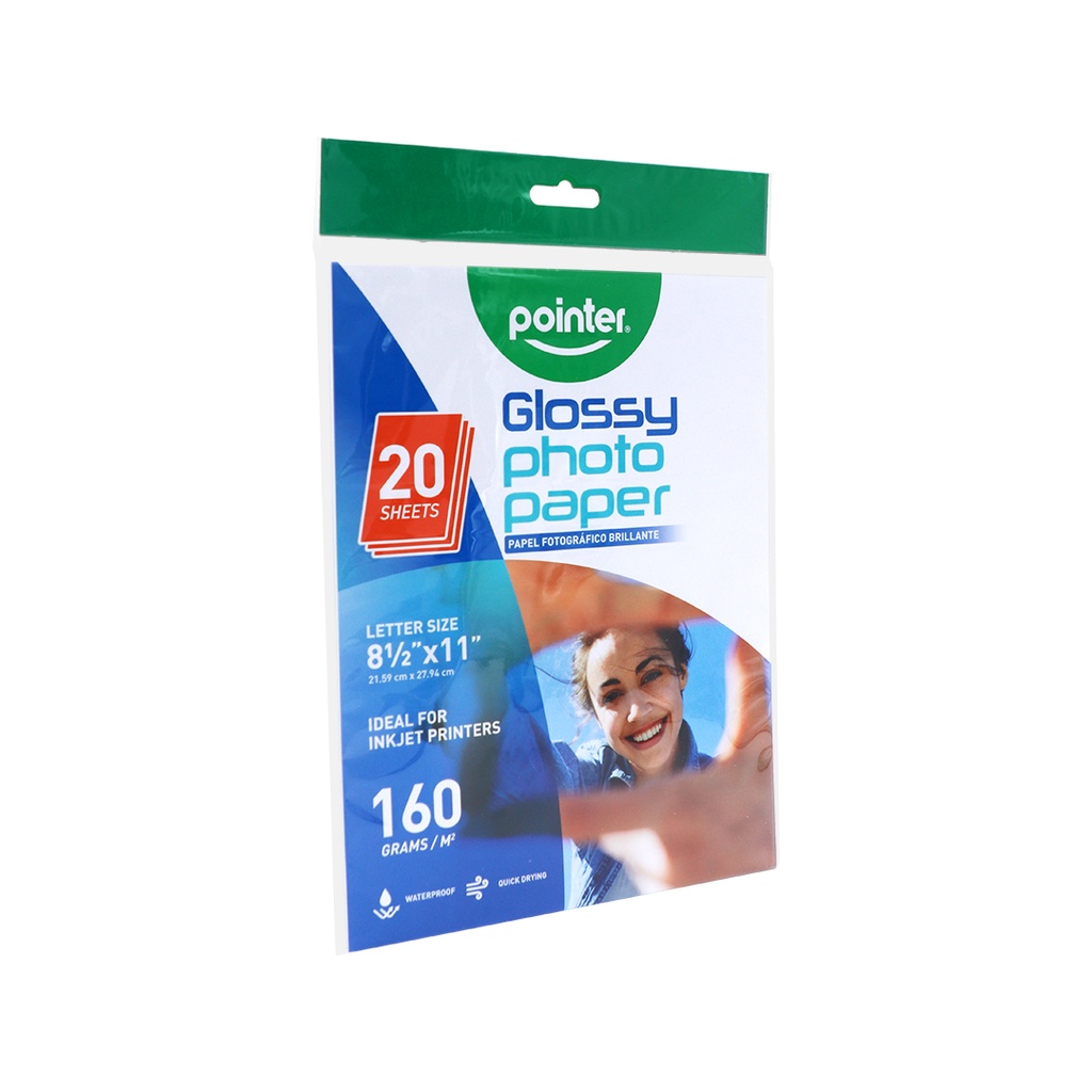 GLOSSY PHOTO PAPER  8X11.5", 160GSM FOR INKJET PRINTERS, SET OF 20 SHEETS