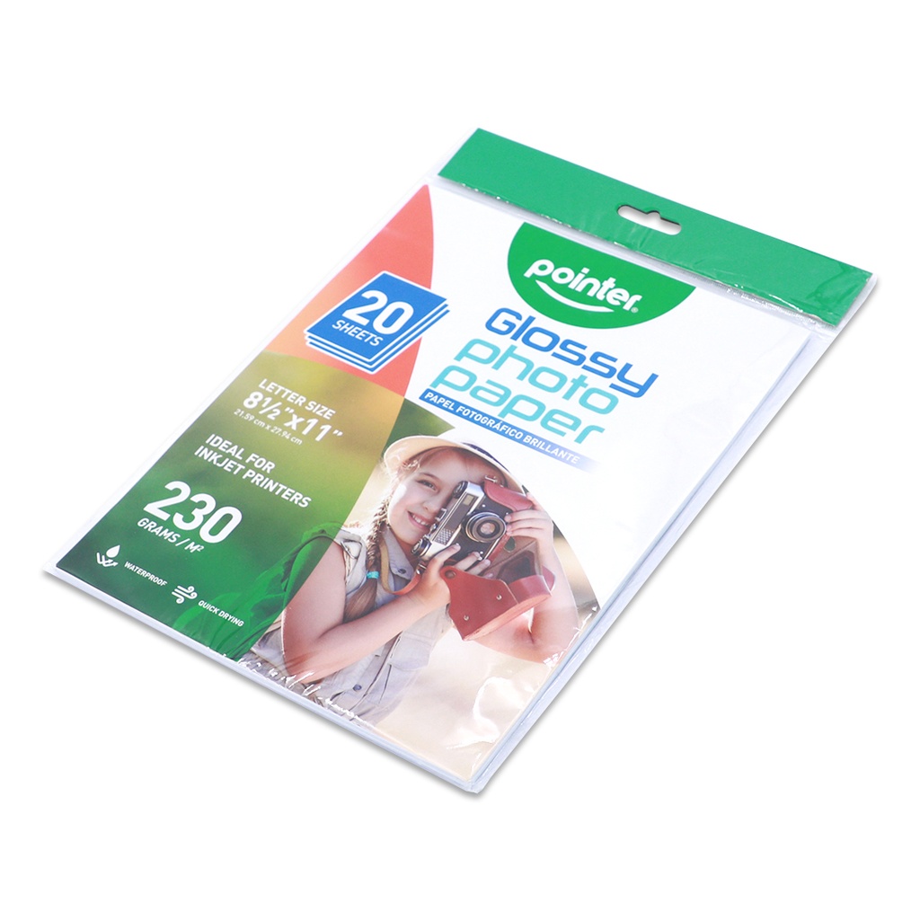 GLOSSY PHOTO PAPER  8X11.5", 230GSM FOR INKJET PRINTERS, SET OF 20 SHEETS
