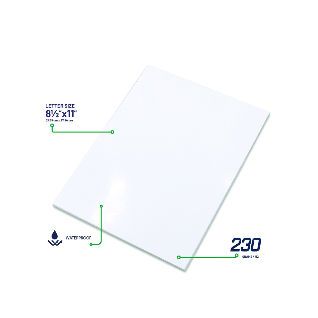GLOSSY PHOTO PAPER  8X11.5", 230GSM FOR INKJET PRINTERS, SET OF 20 SHEETS